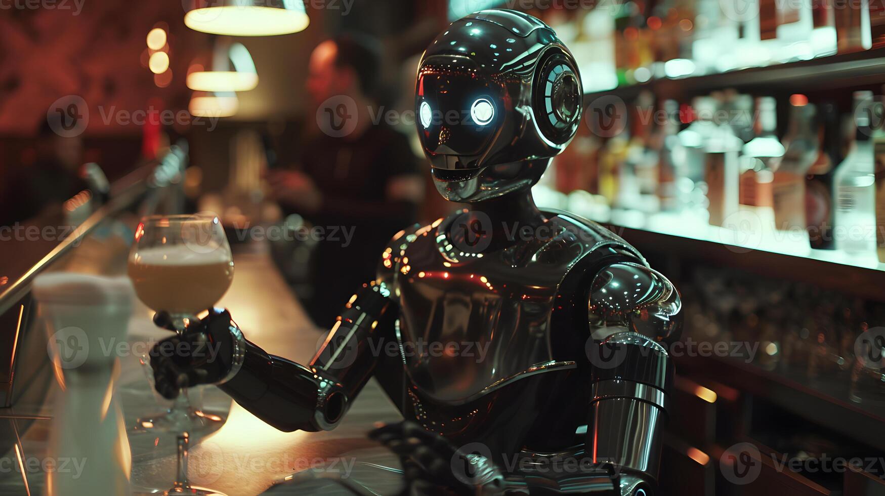 AI generated The robot, the android, is ready to perform work functions. AI Generated photo