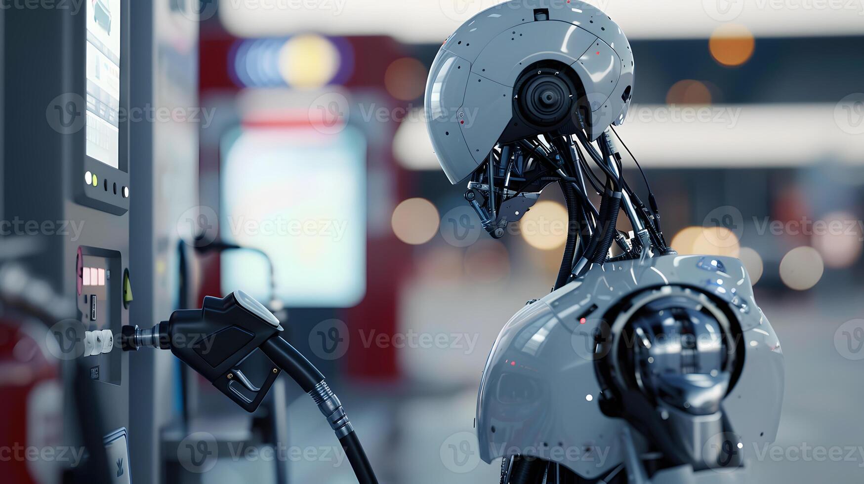 AI generated The robot, the android, is ready to perform work functions. AI Generated photo