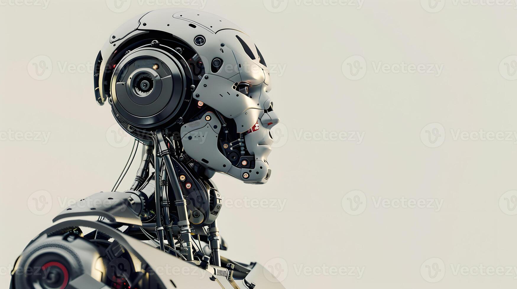 AI generated The robot, the android, is ready to perform work functions. AI Generated photo