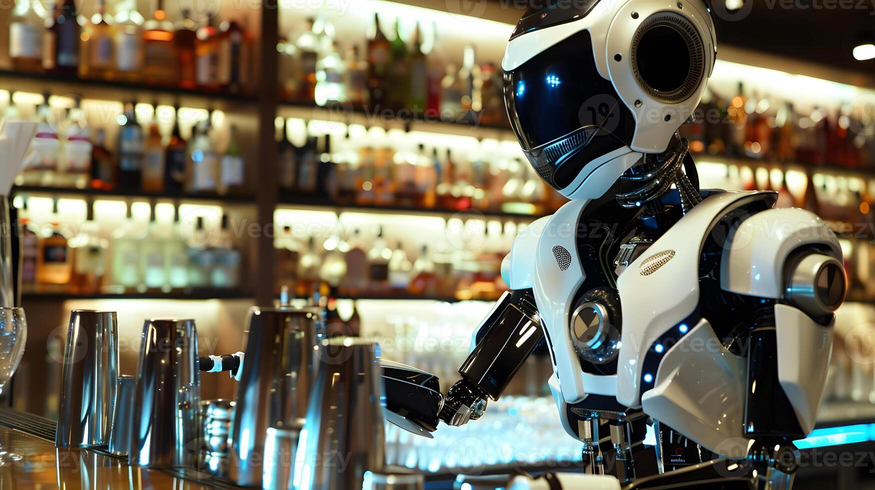 AI generated The robot, the android, is ready to perform work functions. AI Generated photo