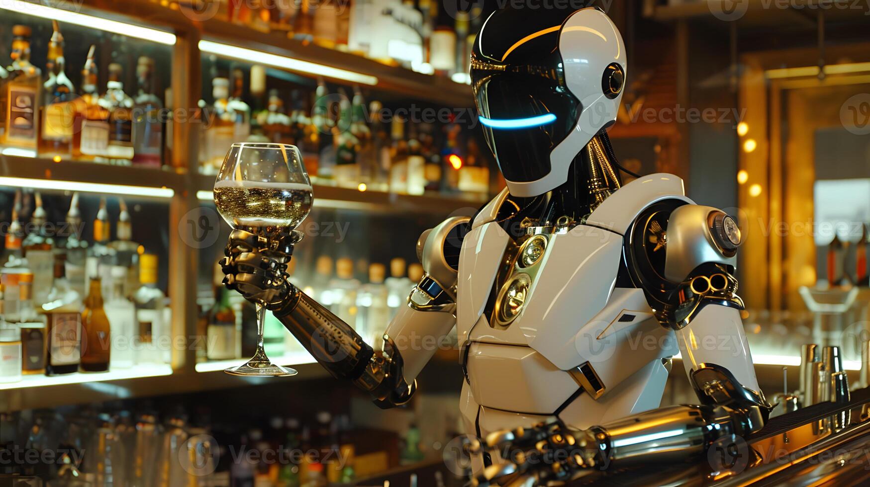 AI generated The robot, the android, is ready to perform work functions. AI Generated photo