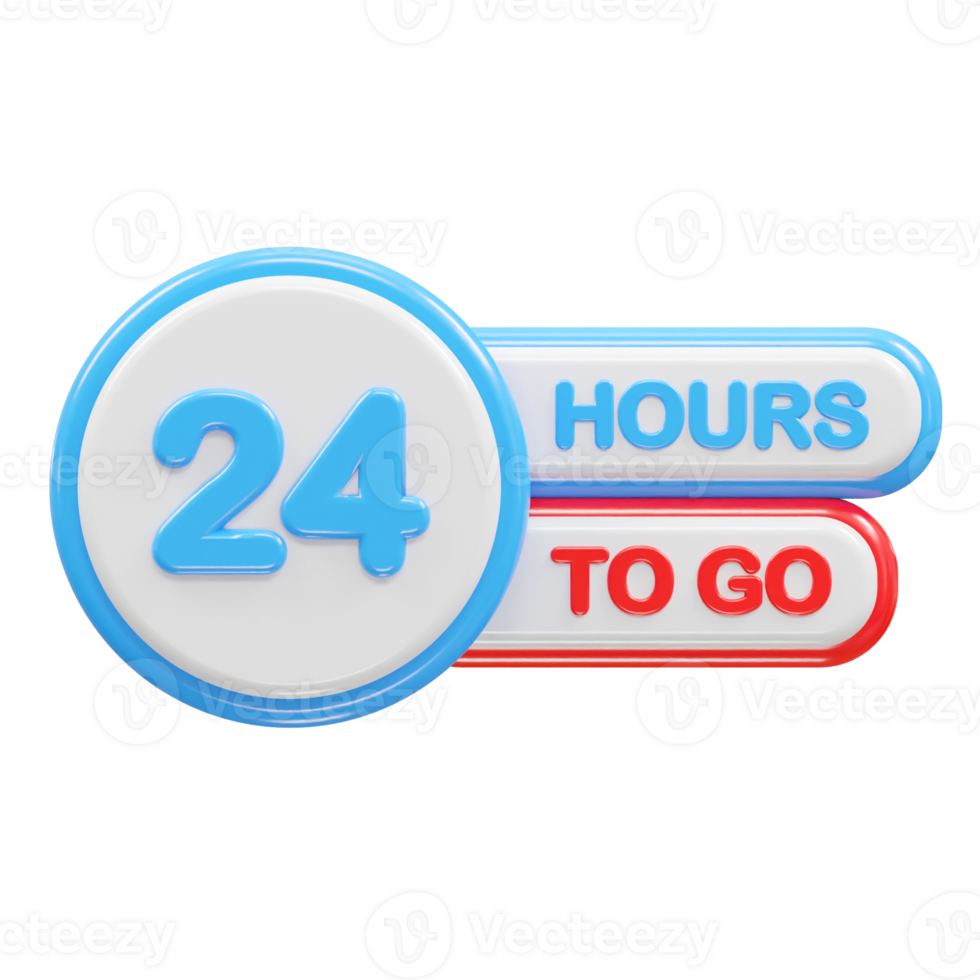 24 hours to go text illustration rendering png