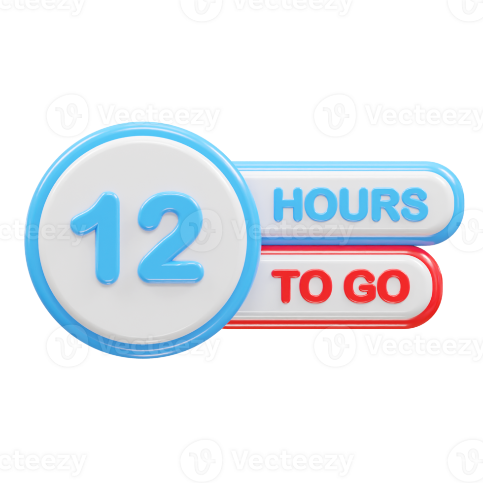 12 hours to go text illustration rendering png