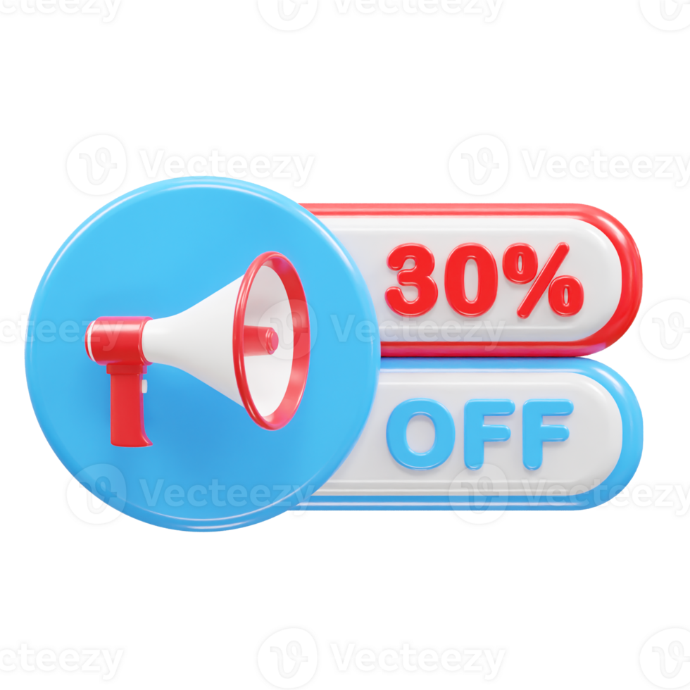 30 percent off sale text illustration 3d rendering png