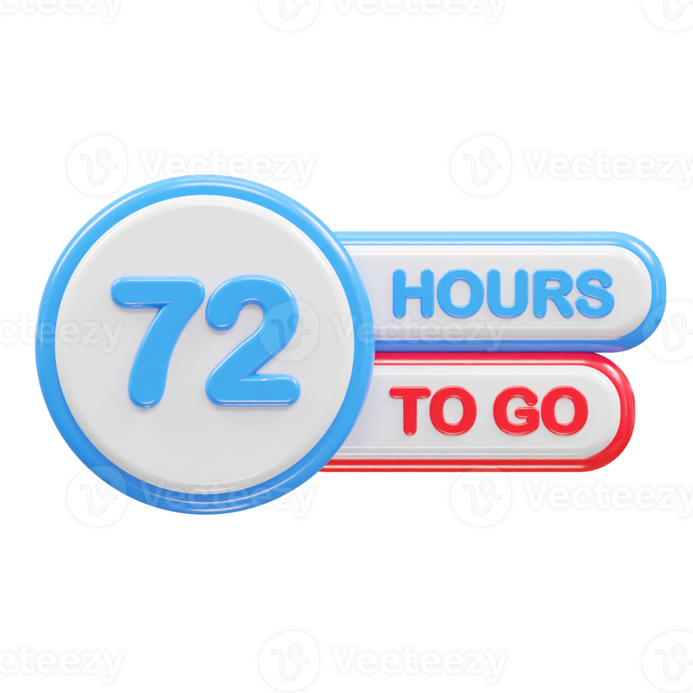 72 hours to go text illustration rendering png