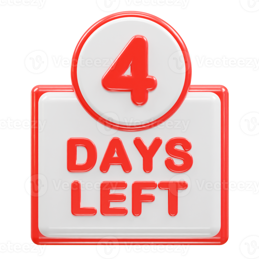 4 days left text illustration 3d rendering png