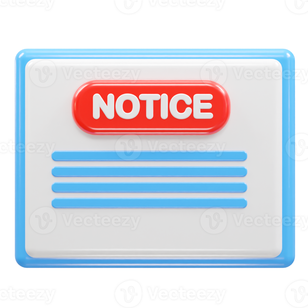 Notice icon 3d render illustration element png