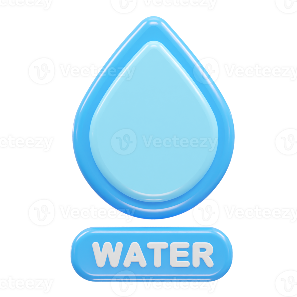 Water icon 3d rendering png