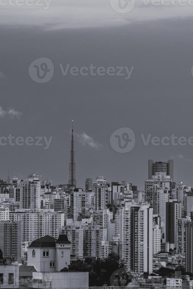 Skyline of the Center of Sao Paulo, Brazil at night. photo