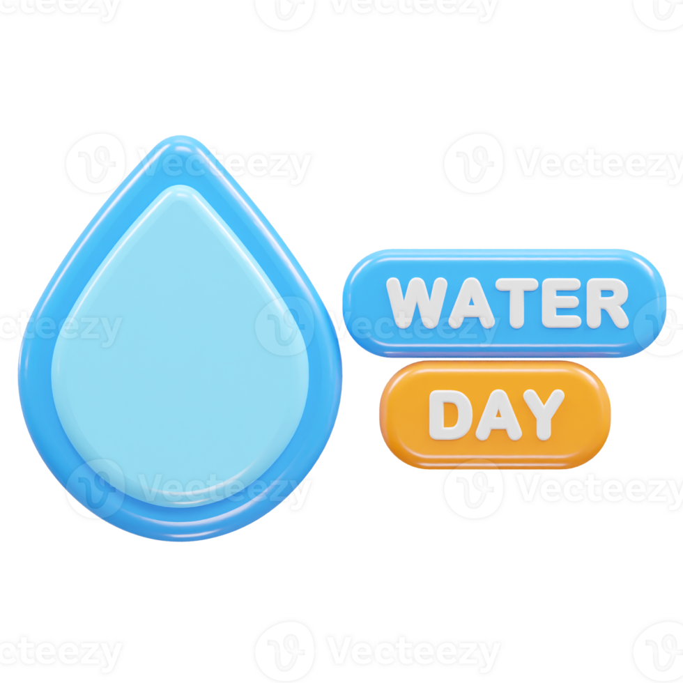 Water icon 3d rendering png