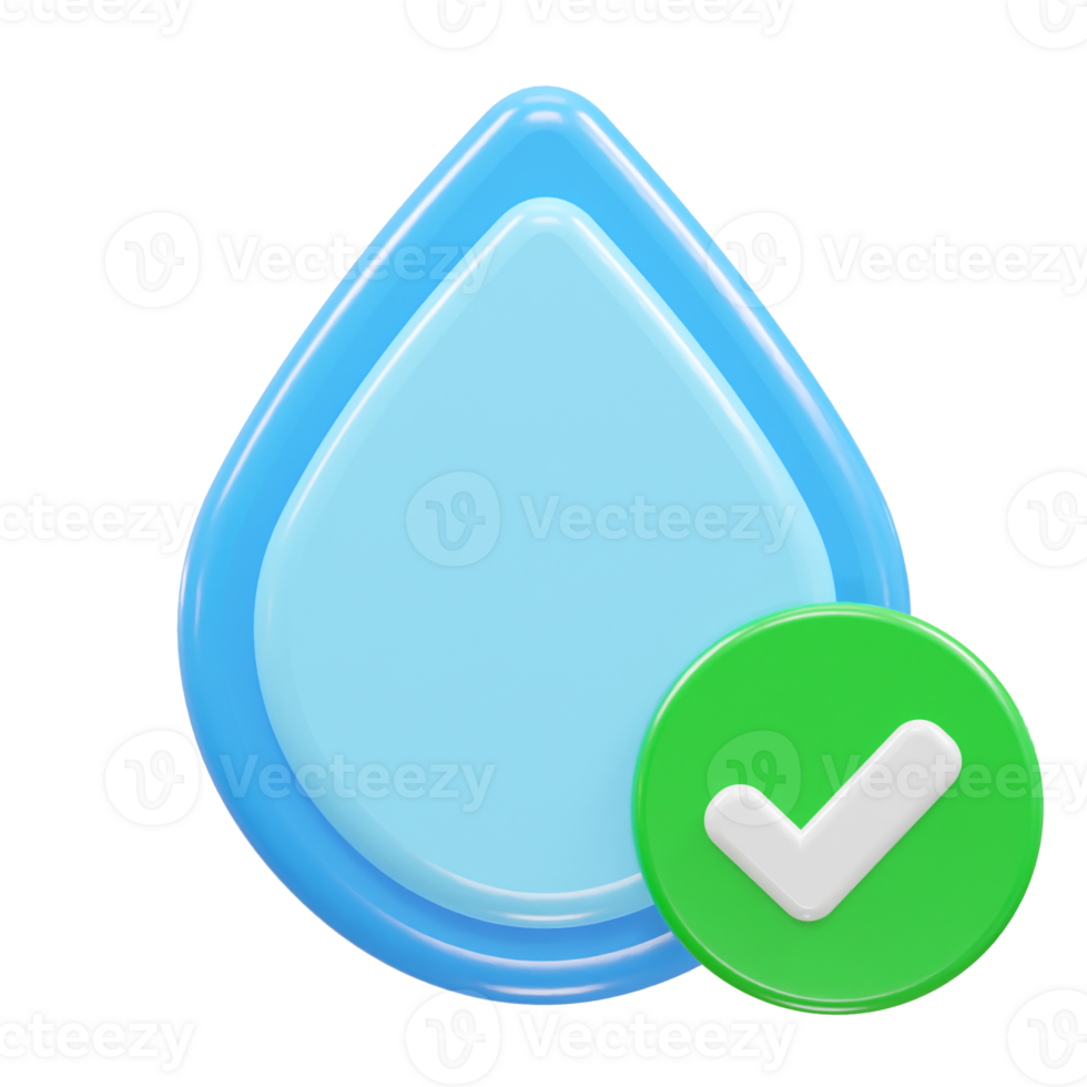 Water icon 3d rendering png