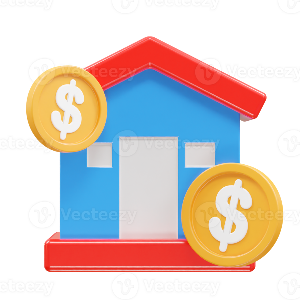 House rent icon 3d illustration rendering element png