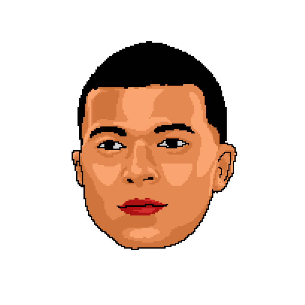Kylian Mbappe pixel art face illustration png