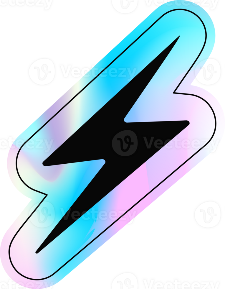 Y2k holographic lightning sticker png