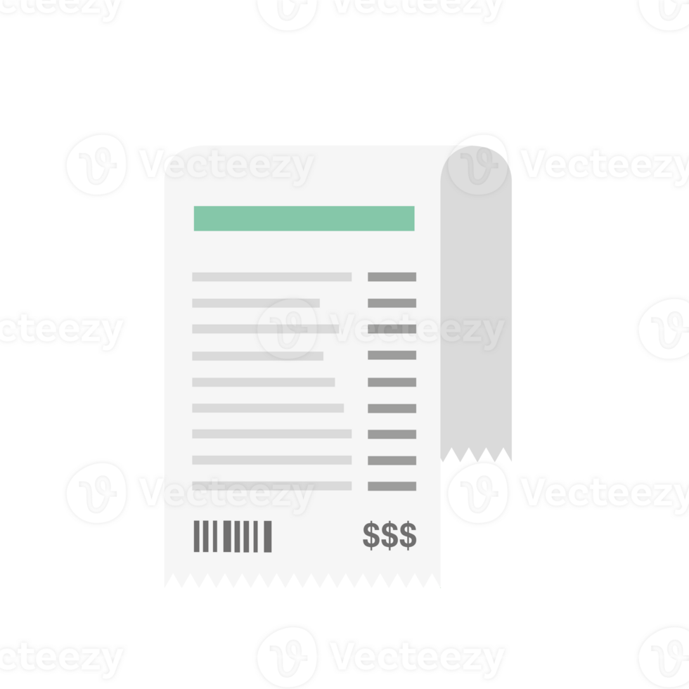 Receipt in a flat style isolated. Concept paper receipts icons. png