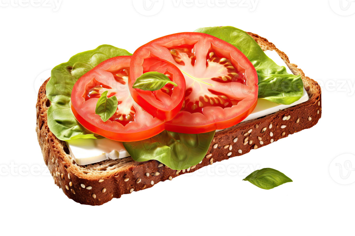 AI generated open face sandwich on an isolated transparent background png