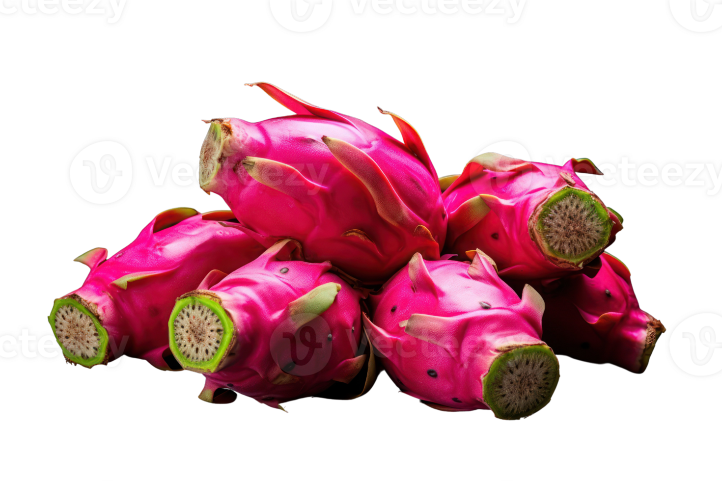 AI generated pitaya fruit on an isolated transparent background png