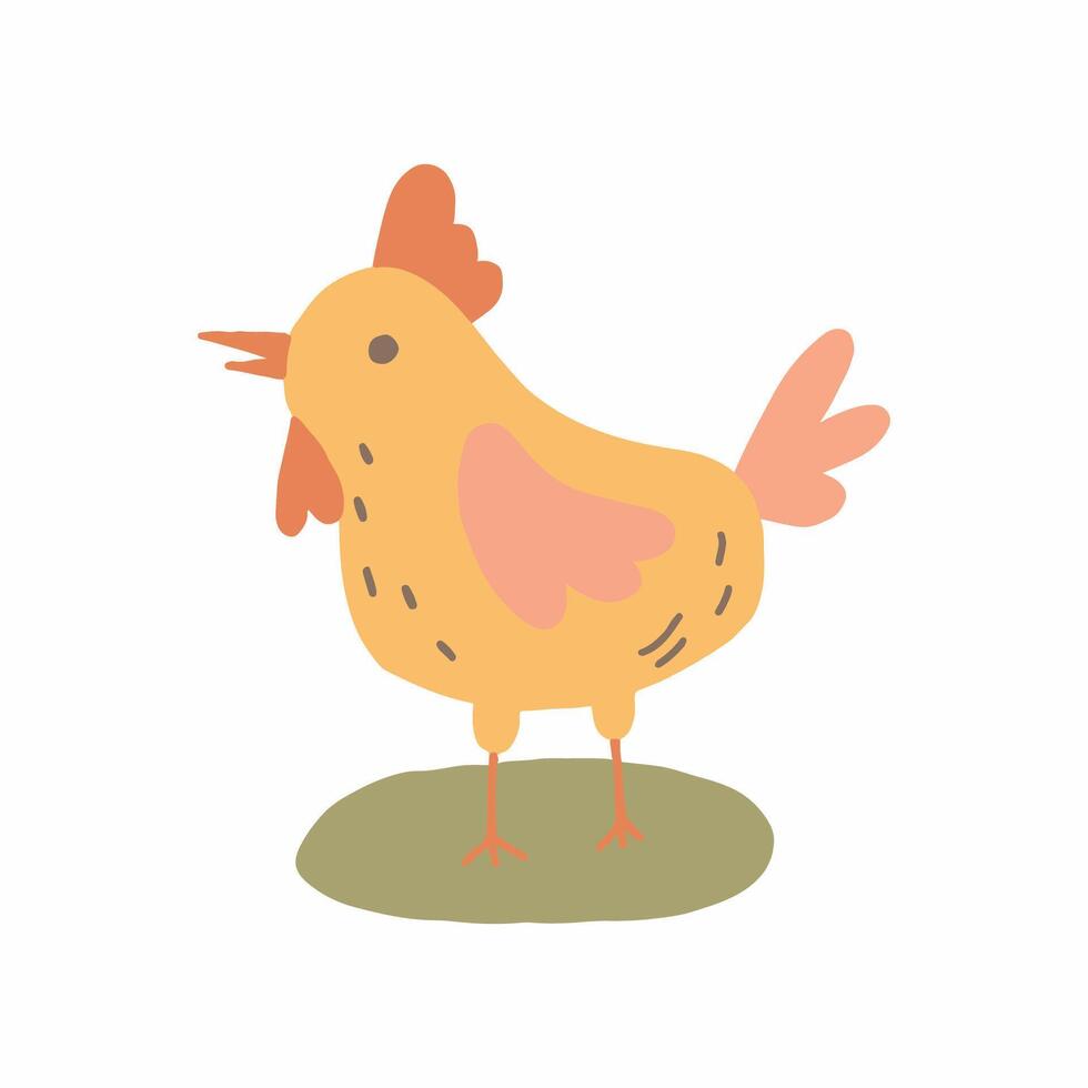 Vibrant Cartoon Illustration of a Colorful Chicken Clucking Joyfully vector