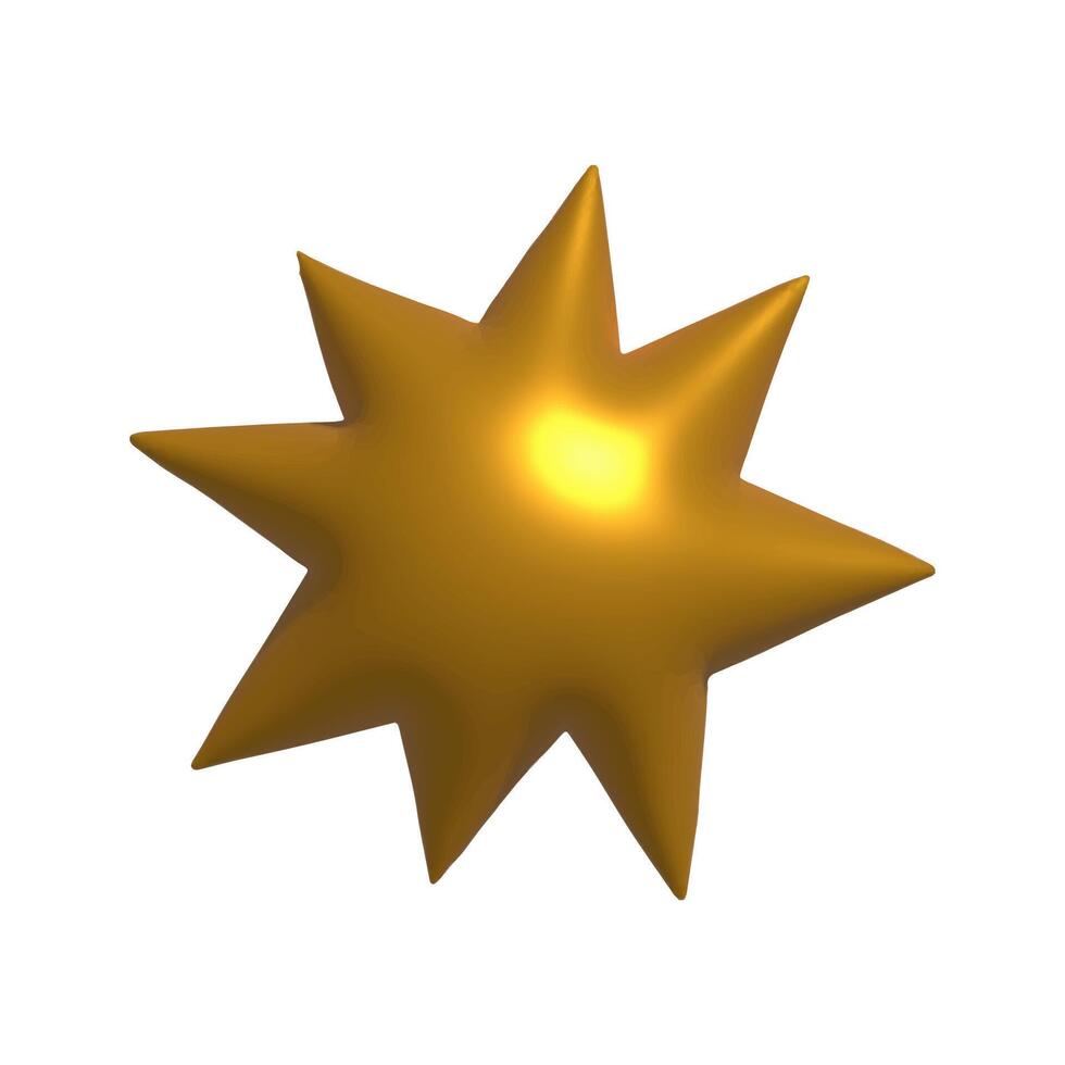 Golden 3D Star Illustration Glowing Against a Plain Background vector