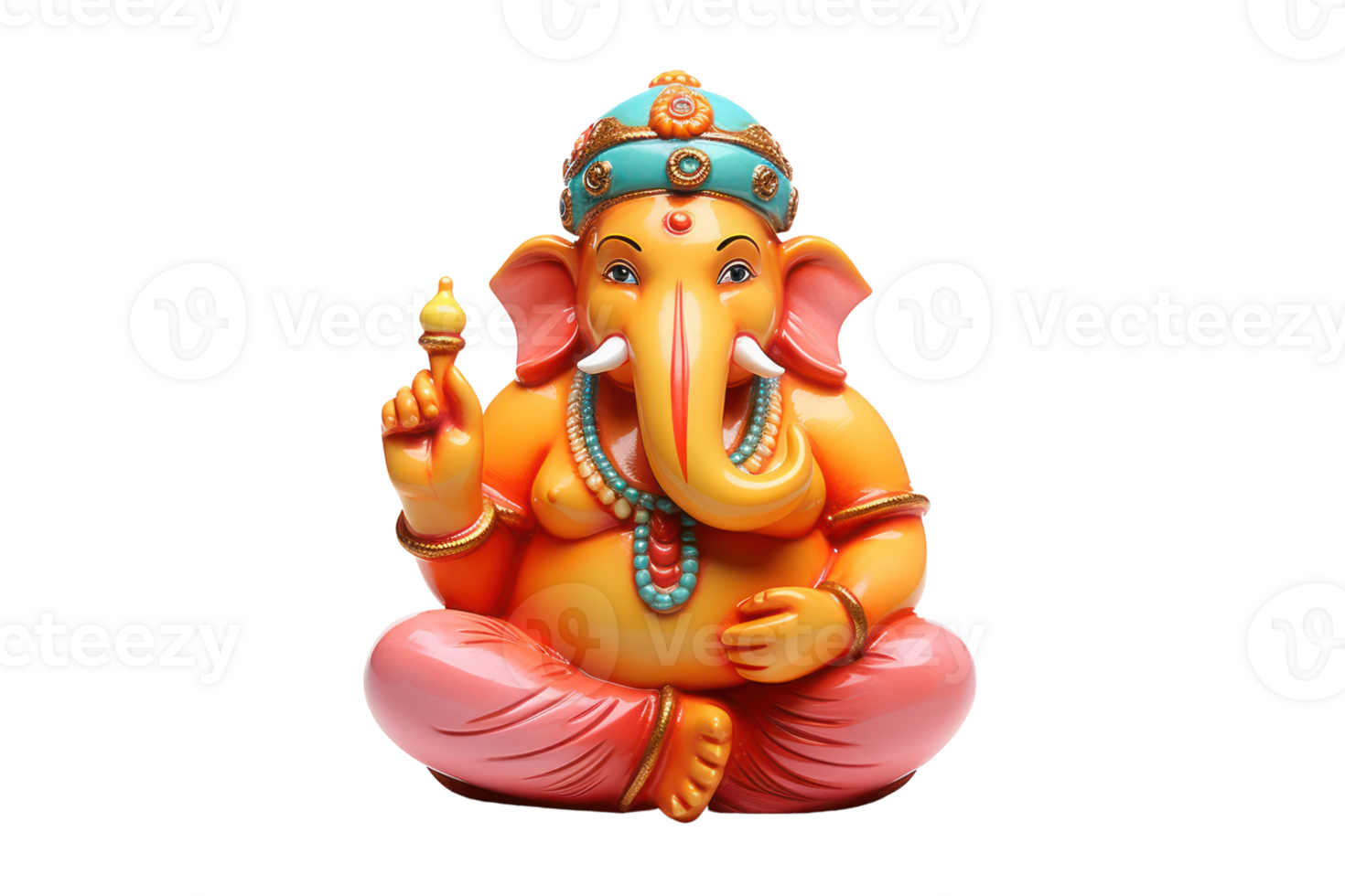 AI generated colorful lord ganesha on an isolated transparent background png