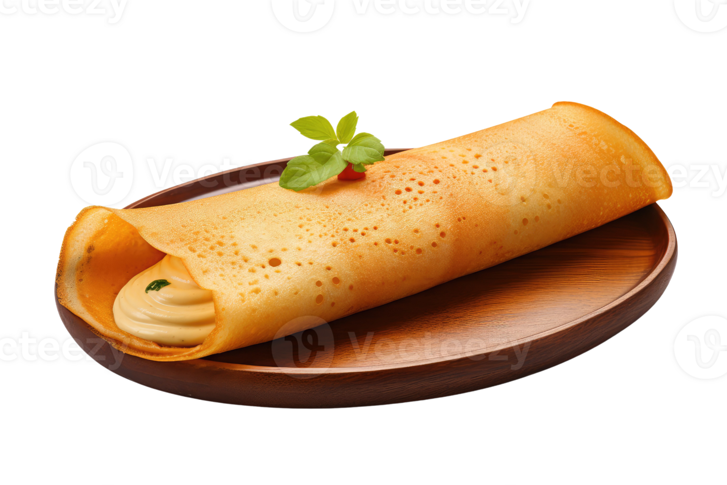 AI generated south indian breakfast dosa on an isolated transparent background png