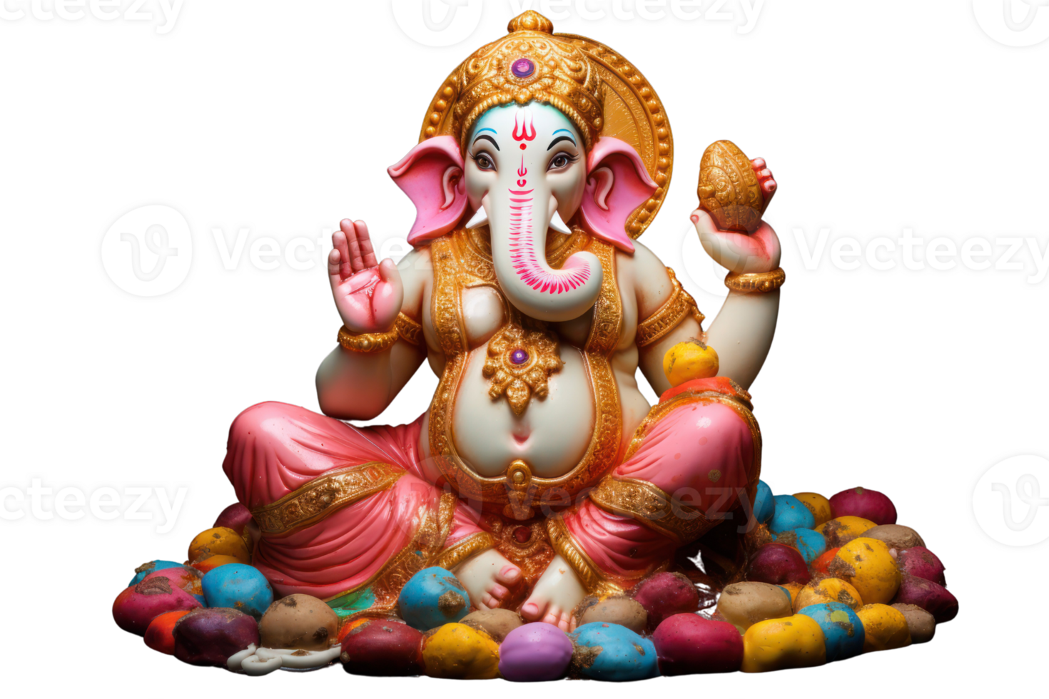 ai generiert bunt Herr Ganesha auf ein isoliert transparent Hintergrund png