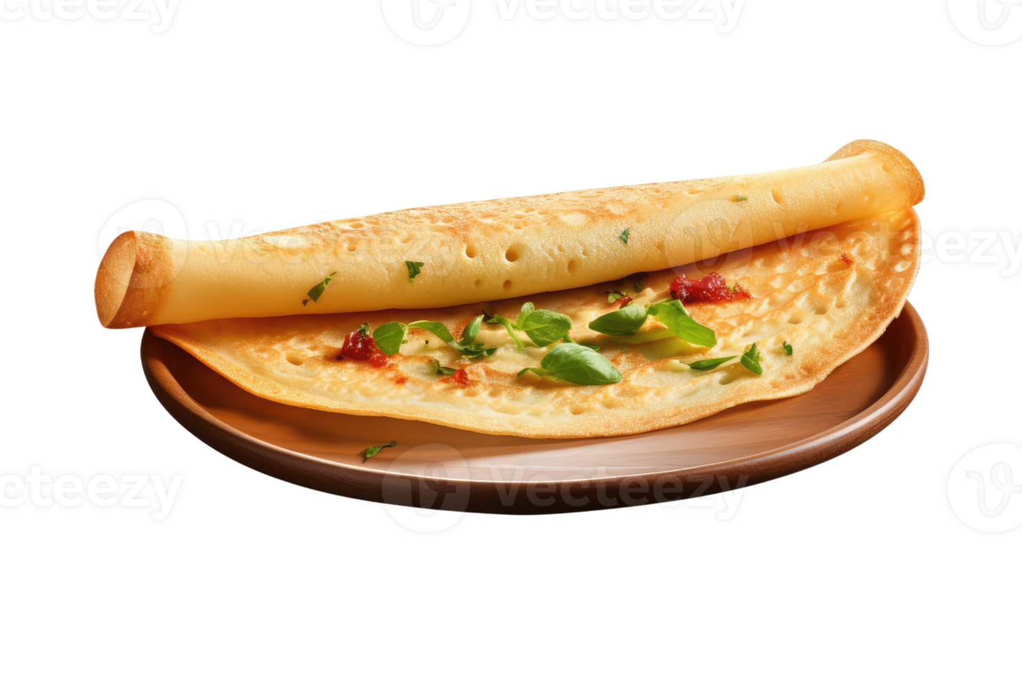 AI generated south indian breakfast dosa on an isolated transparent background png