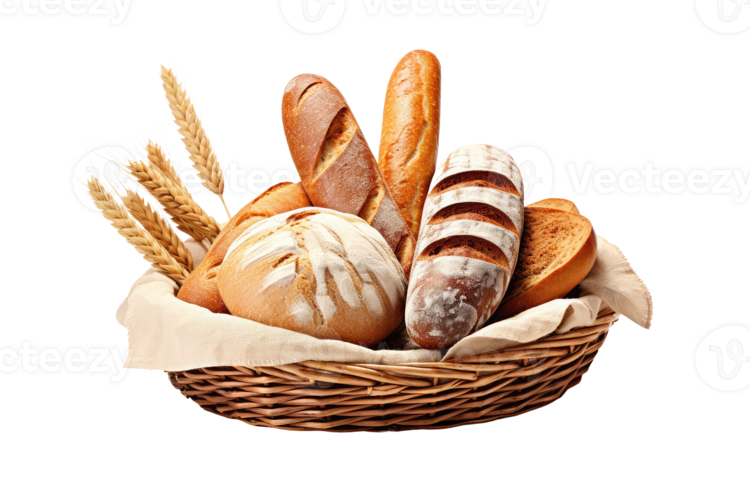 AI generated organic food in the basket on isolated transparent background png