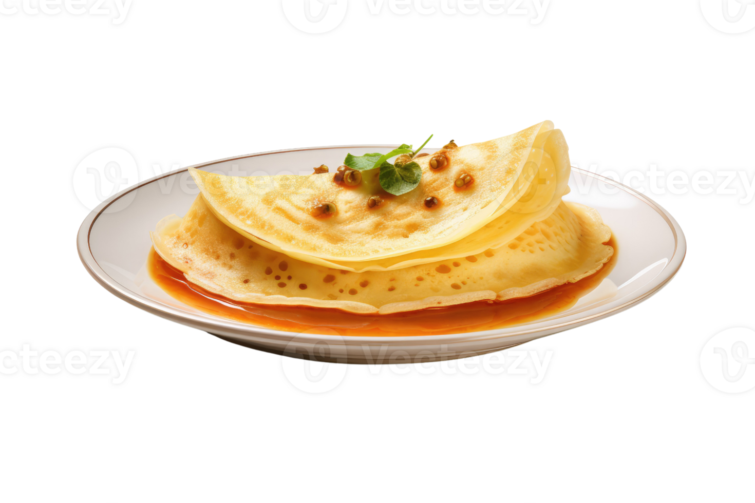AI generated south indian breakfast dosa on an isolated transparent background png