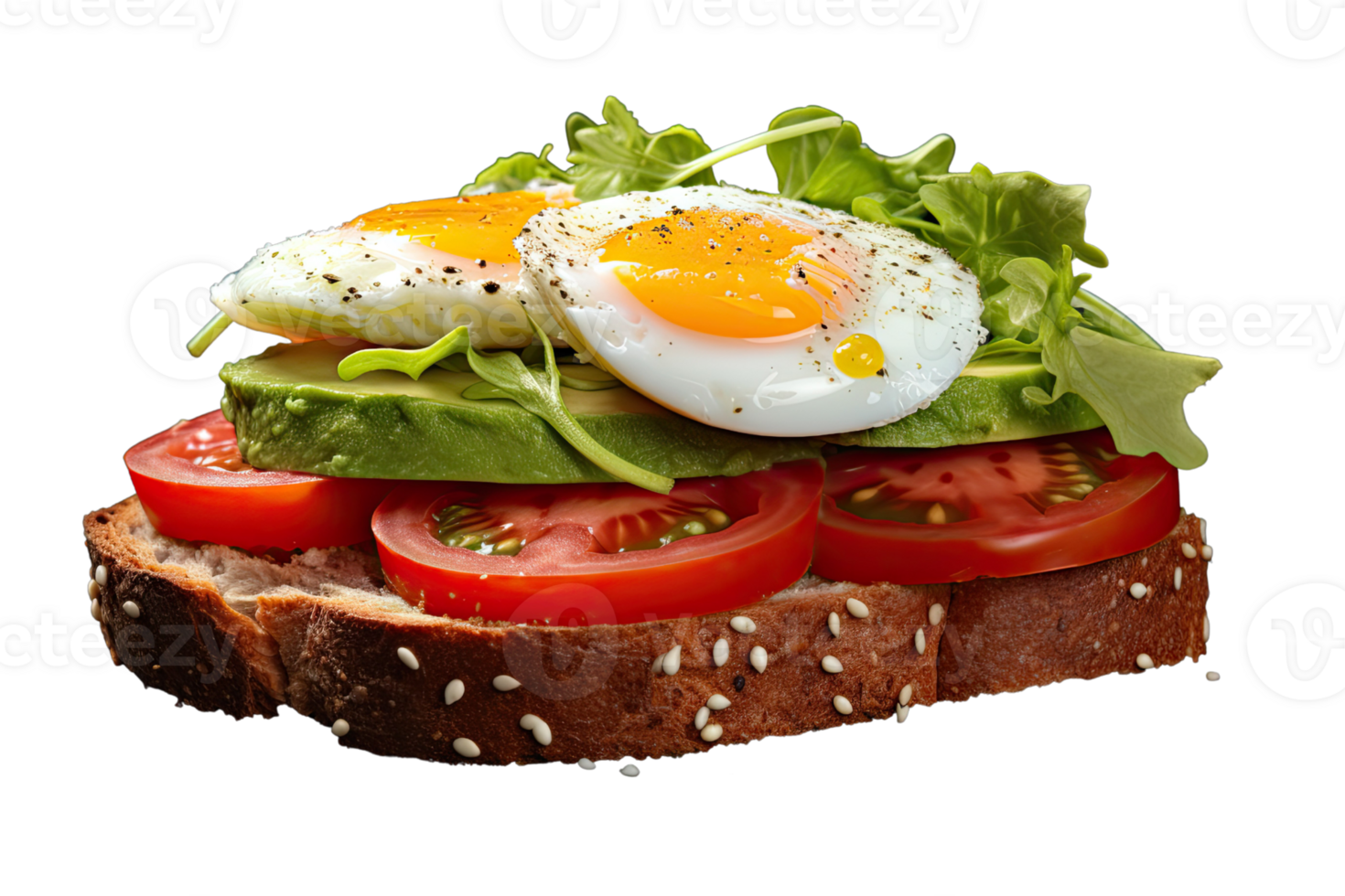 AI generated open face sandwich on an isolated transparent background png