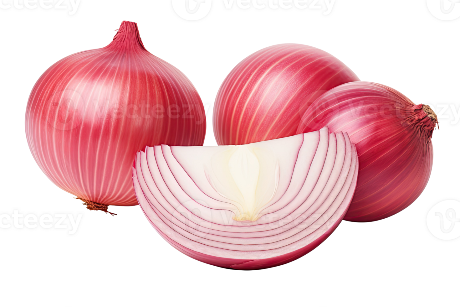 AI generated onion slices on isolated transparent background png