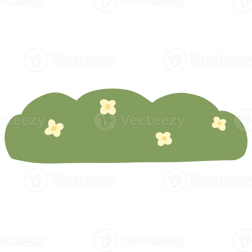 a green cloud with yellow flowers on it png