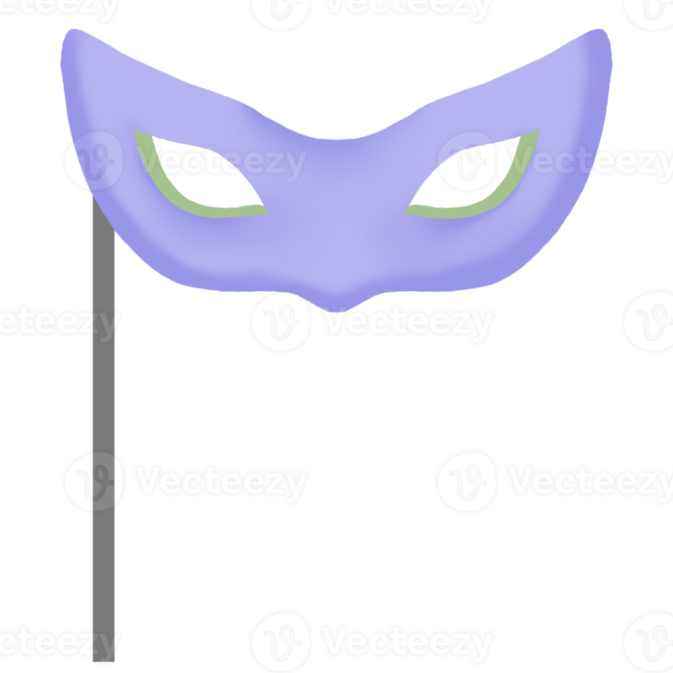 purple mask with green eyes on a stick png