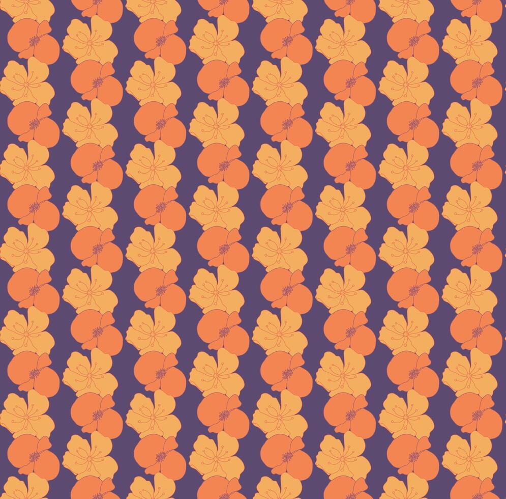 Purple Orange Floral Seamless Pattern vector
