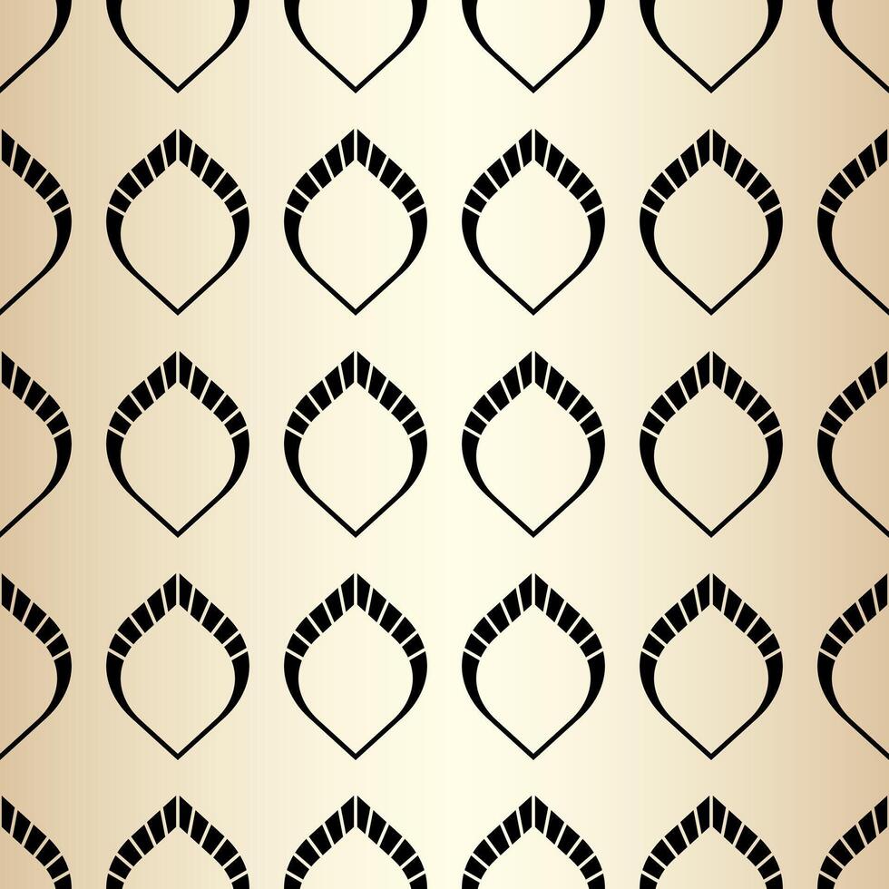 Art Deco Light Gold background with Black Pattern vector
