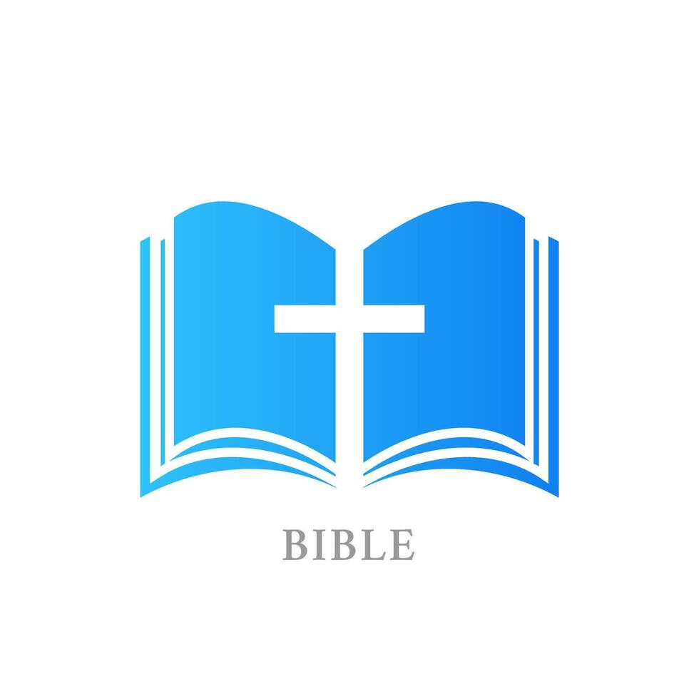 Biblia icono con cruzar aislado vector