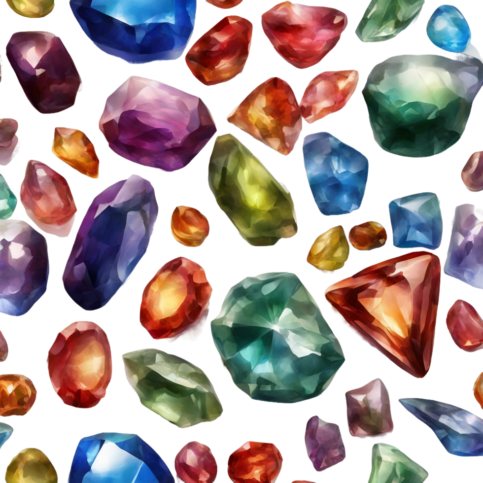AI generated a collection of gems and gems on a transparent background png