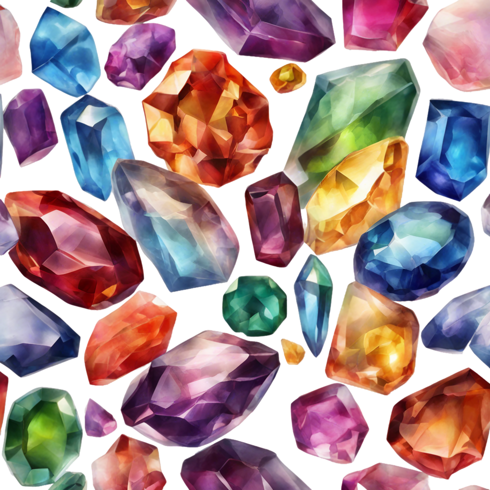 AI generated a collection of gems and gems on a transparent background png