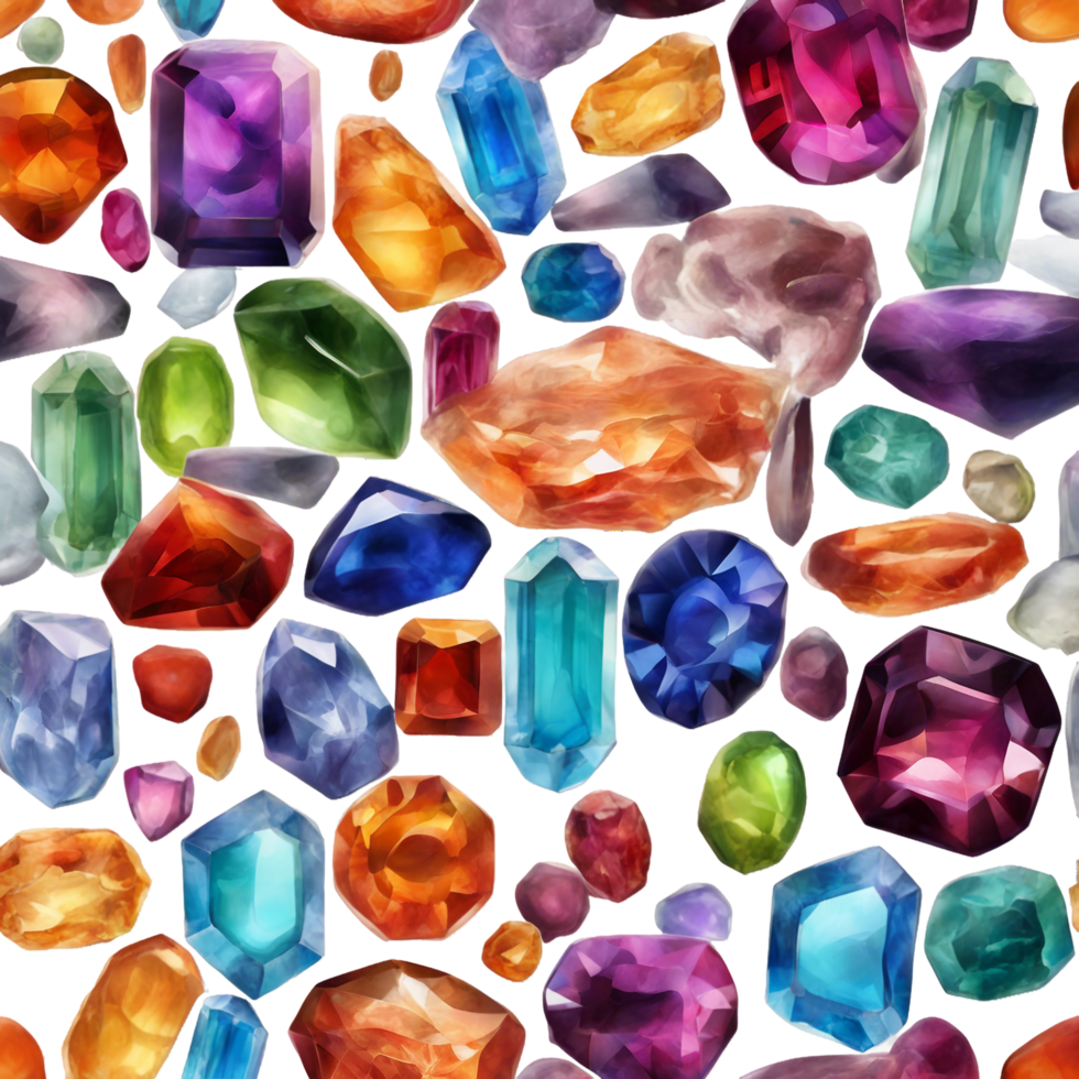 AI generated a collection of gems and gems on a transparent background png