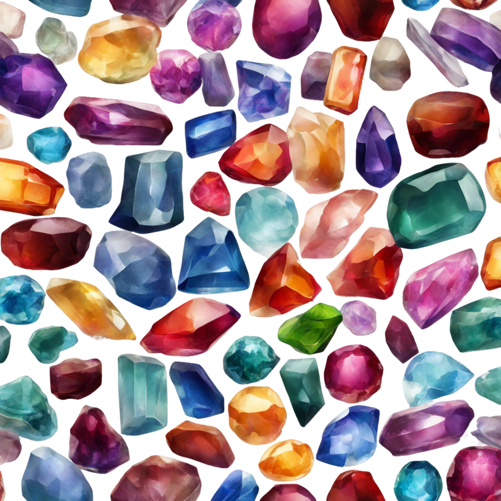 AI generated a collection of gems and gems on a transparent background png