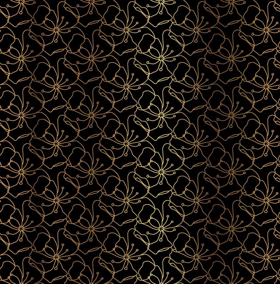 Gold Black Abstract Outline Floral Pattern Background 42567955 Vector