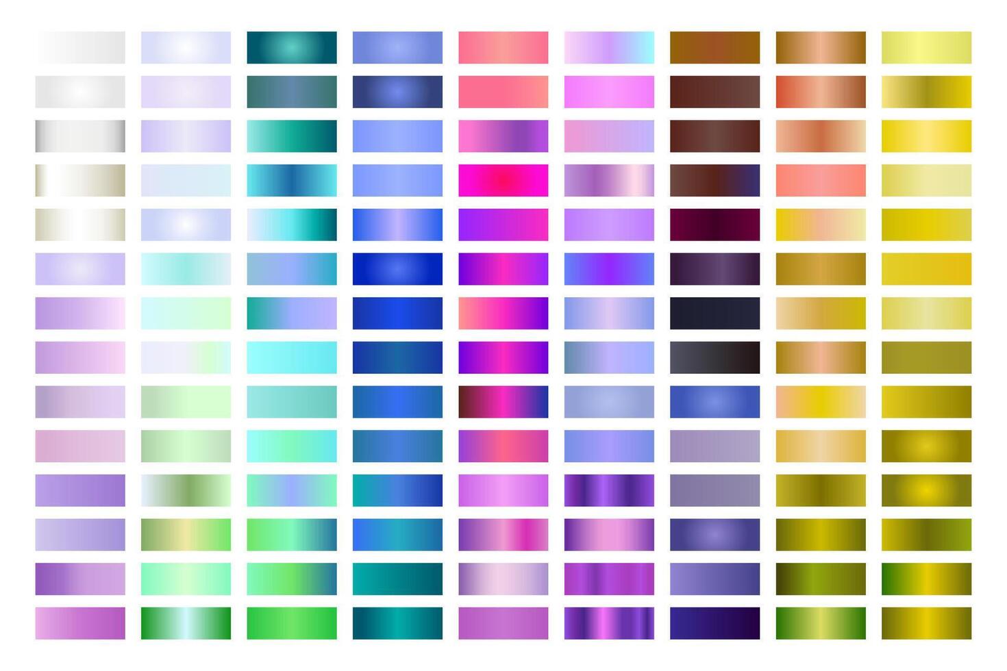 Metal Gradient Collection of All Color Swatches vector