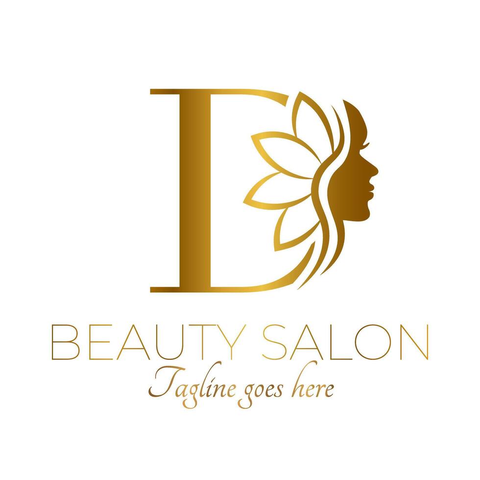 Gold D Letter Initial Beauty Brand Logo Design vector