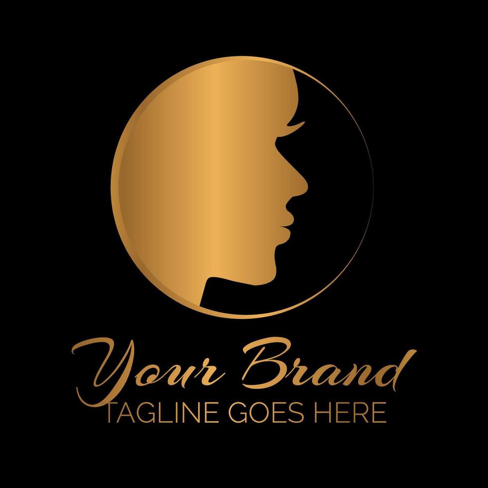 Gold Beauty Salon Logo Design vector