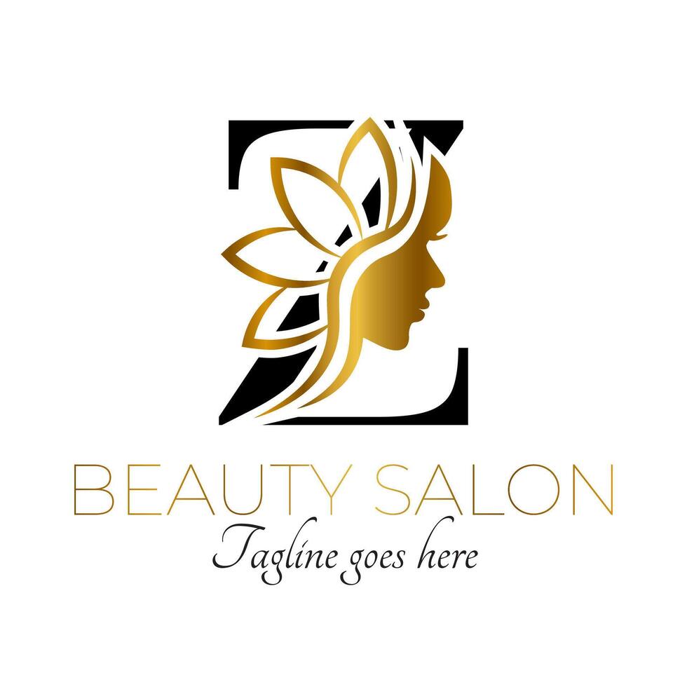 z letra inicial belleza marca logo diseño en negro y oro vector