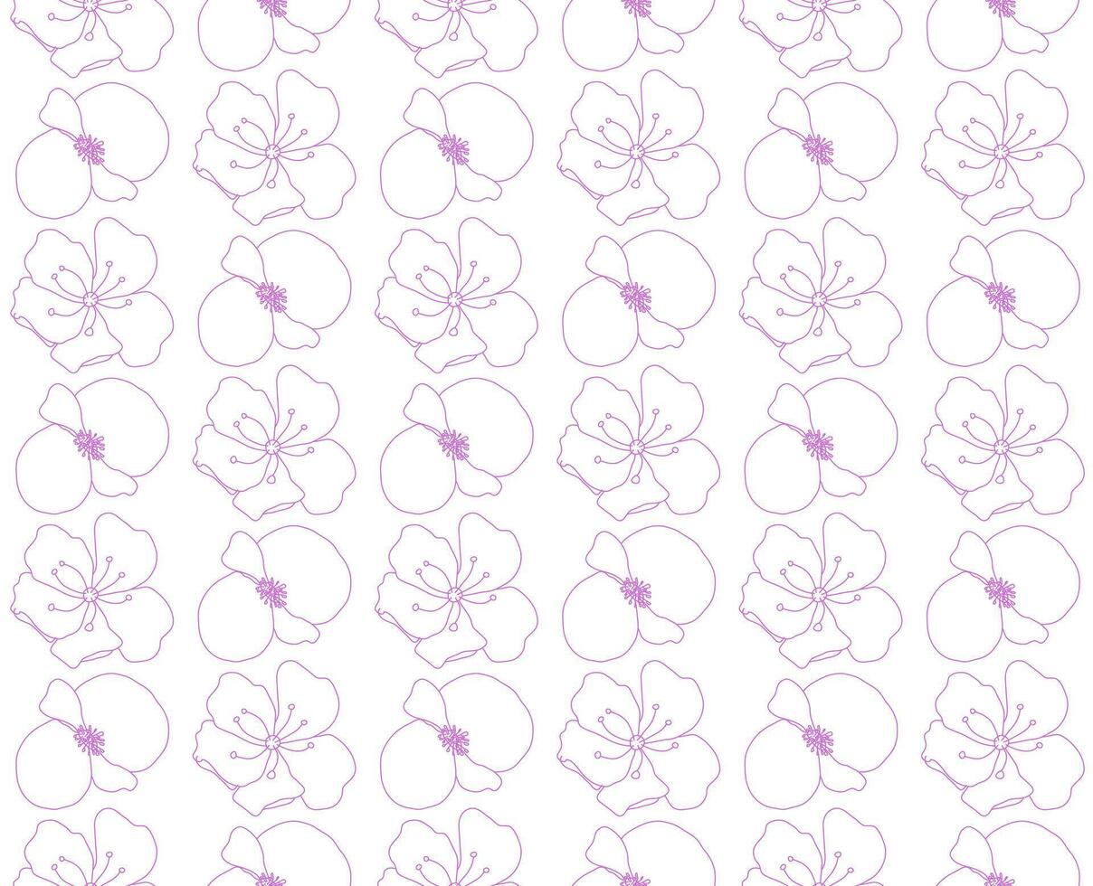 Pink White Outline Floral Pattern Background vector