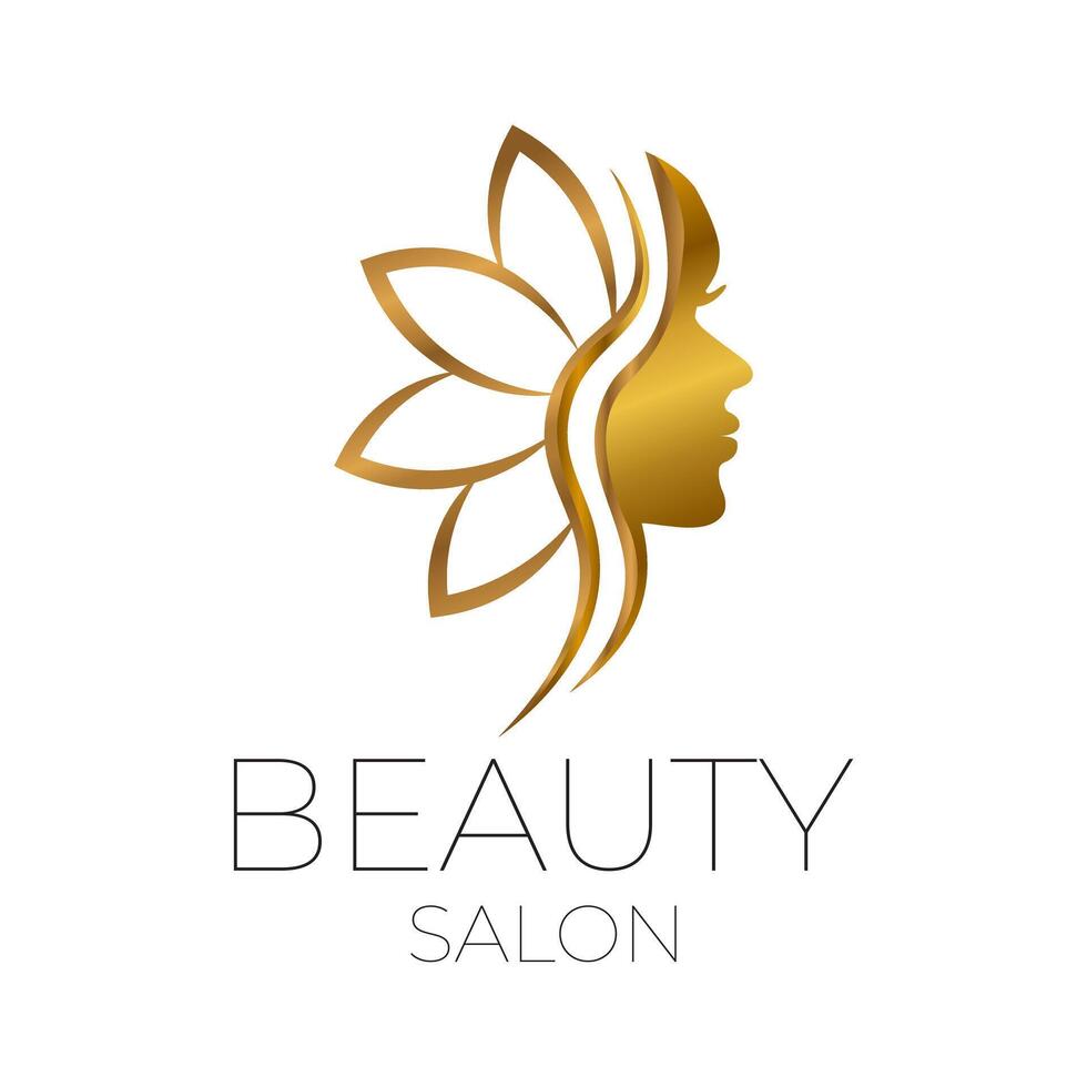 prima belleza salón logo diseño oro en blanco antecedentes vector