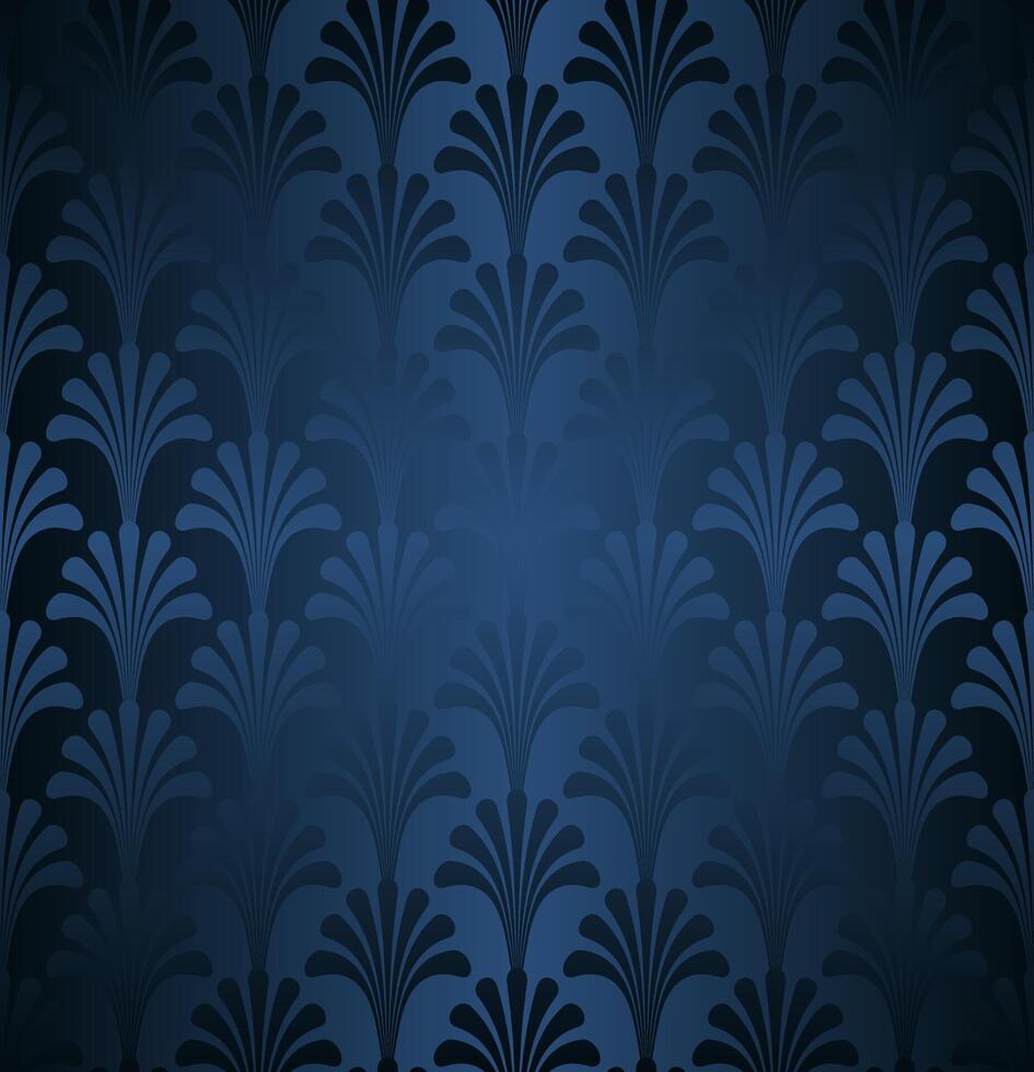 Dark Blue Floral Gatsby Art Deco Pattern Background vector