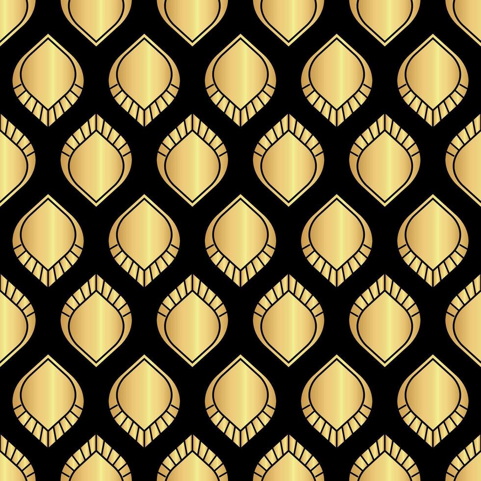 Arte deco negro oro modelo con geométrico formas vector