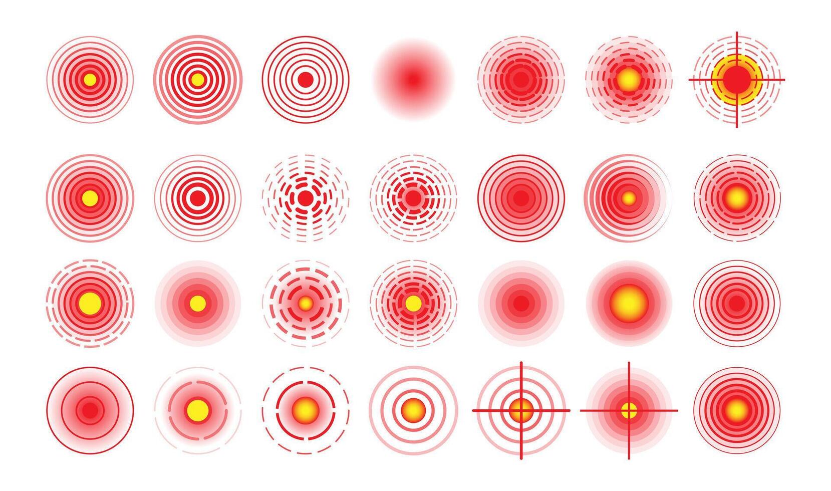 aislado dolor y dolor símbolo o icono colección vector